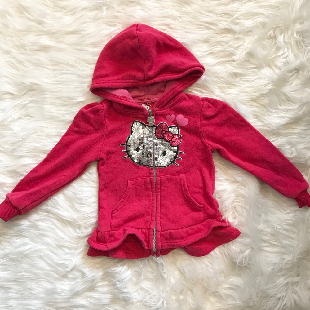 Hello Kitty Hot Pink Sequin Zip-Up Hoodie Sweater